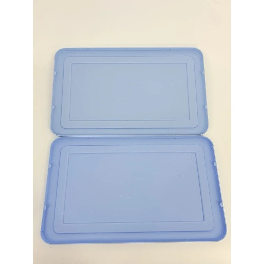 2 Vintage Rubbermaid Keepers Storage Containers 0286 Slate Blue Boxes and Lids